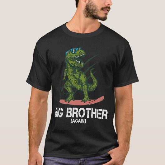 T-shirt Big Brother again Dinosaur pour garçon et bébé (Devant)