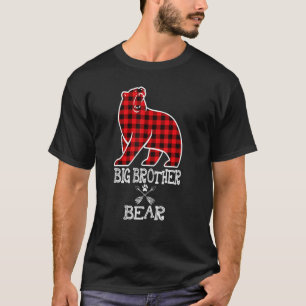 T-shirt Big Brother Bear Pajama Red Plaid Buffle de Noël