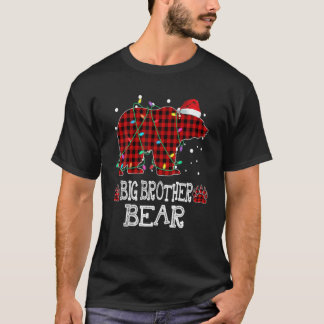 T-shirt Big Brother Bear Red Buffalo Plaid Big Brother Bea