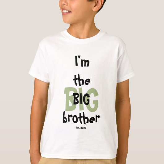 T-shirt Big Brother Est. Date Fun Green Black Texte (Devant)