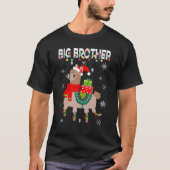 T-shirt Big Brother Noël Llama Lumières Matching Famil (Devant)