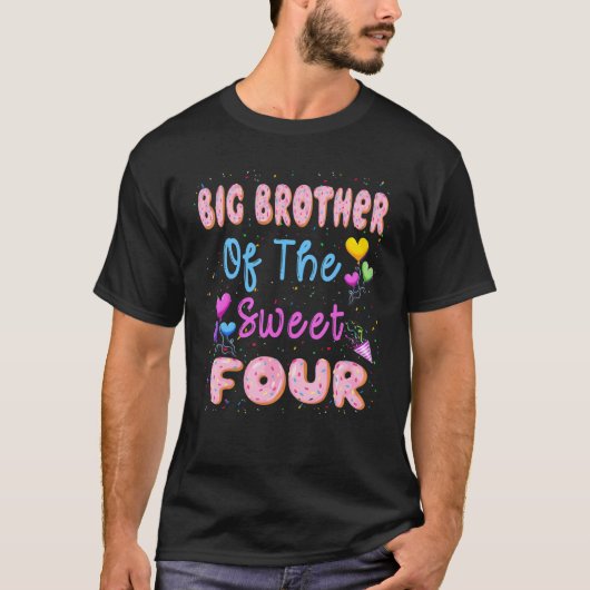 T-shirt Big Brother Of The Sweet Four 4th Donut Birthday P (Devant)