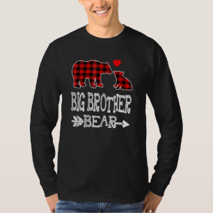 T-shirt Big Brother Ours Rouge Buffalo Plaid Grand-mère Ou