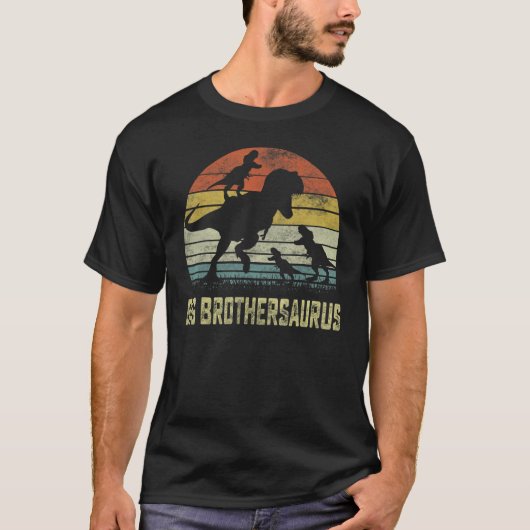 T-shirt Big Brother Saurus Rex Dinosaur Big Brother 3 Enfa (Devant)