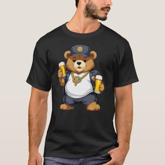 T-shirt Big Fat Teddy Bear Gangster in Hip Hop Street Clot (Devant)