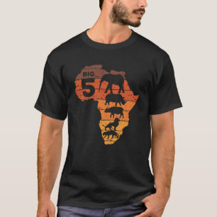 T-shirt Big Five African Animaux Elephant Rhino Buffalo Li