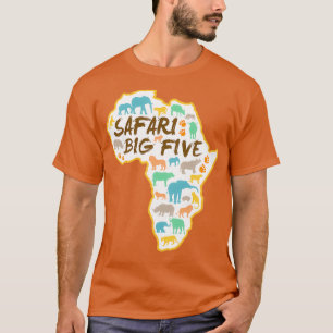 T-shirt Big Five Safari Animaux Carte de l'Afrique