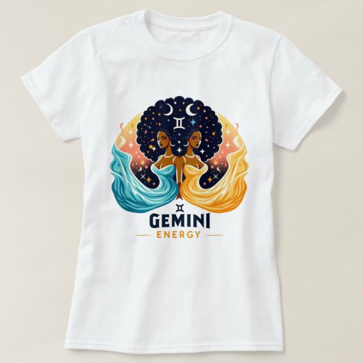 T-shirt Big Gemini Energy Afro Anniversaire (Design devant)