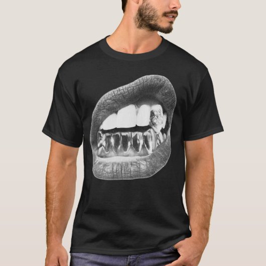 T-shirt Big Lips Y2k Mouth T Shirt - Grillz White T Shirt  (Devant)