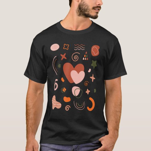 T-shirt Big Love Heart avec Boho Organic Shapes pour les f (Devant)