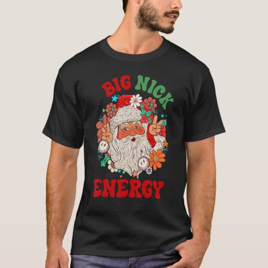 T-shirt Big Nick Energy Retro Hippie Santa Claus Noël (Devant)
