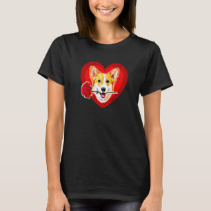 T-shirt Big Red Welsh Corgis Mouth Rose Corgi Papa Carte