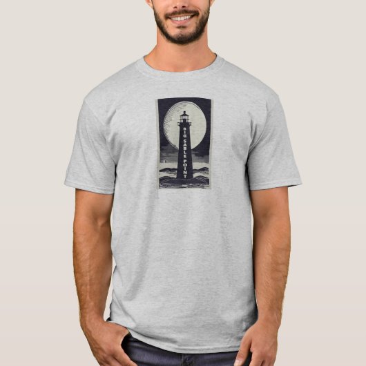 T-shirt Big Sable Point Michigan Lighthouse Moon (Devant)
