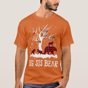 T-shirt Big Sis Bear Christmas Pajama Red Plaid Buffalo Fa