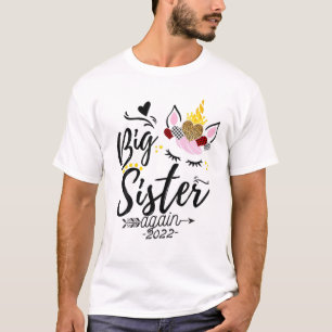 T-shirt Big Sister 2022 Unicorn Leopard Bientôt Être Big S