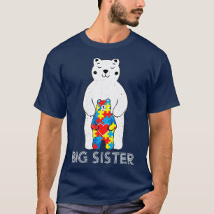 T-shirt Big Sister Bear Autism Awareness T Shirt ve Mom