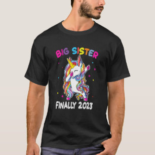 T-shirt Big Sister Enfin 2023 Unicorn Dabbing pour la fill