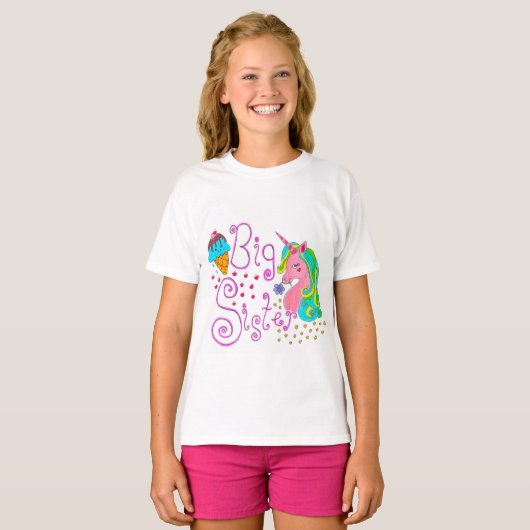 T-shirt "Big Sister" Unicorn Kids (Devant entier)