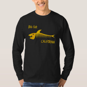 T-shirt Big Sur California Shark Skeleton Amber Imprimer