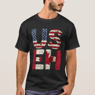 T-shirt Big Us Eh America Canada Drapeau Vintage Amérique