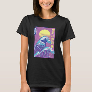 T-shirt Big Wave Vaporwave Japonais Cool Amusant 80s Retro