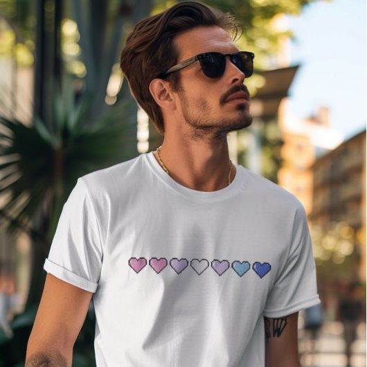 T-shirt Bigender Drapeau Pixel Coeur