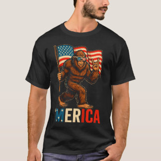 T-shirt Bigfoot 4 juillet pour hommes drapeau américain