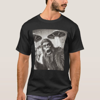 T-shirt Bigfoot Alien Ufo Selfie Drôle Sasquatch Mème Homm