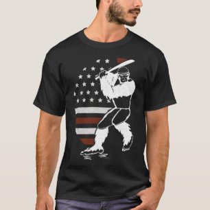 T-shirt Bigfoot Baseball Américain Drapeau Sasquatch Soft