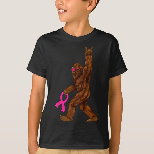 T-shirt Bigfoot Breast Cancer Funny Sasquatch Nk Ribbon (Devant)