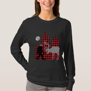 T-shirt Bigfoot Buffalo Plaid Noël Arbres et rennes