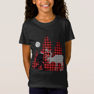 T-Shirt Bigfoot Buffalo Plaid Noël Arbres et rennes