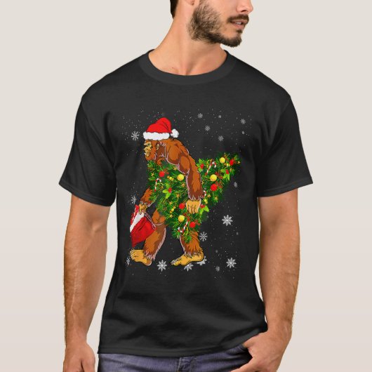 T-shirt Bigfoot Carrying Christmas Tree Sasquatch Believer (Devant)