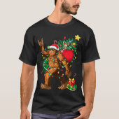 T-shirt Bigfoot Christmas Tree Lights Xmas Boys Men Sasqua (Devant)