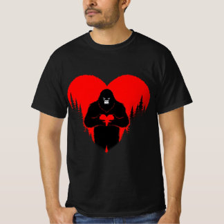 T-shirt Bigfoot Coeur Valentines Jour Unisex Tee, Amour