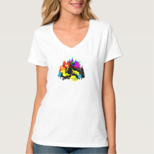 T-shirt Bigfoot coloré avec des arbres - monstre