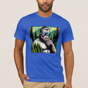 T-shirt Bigfoot Curieux avec des Lunettes de Soleil se Cac