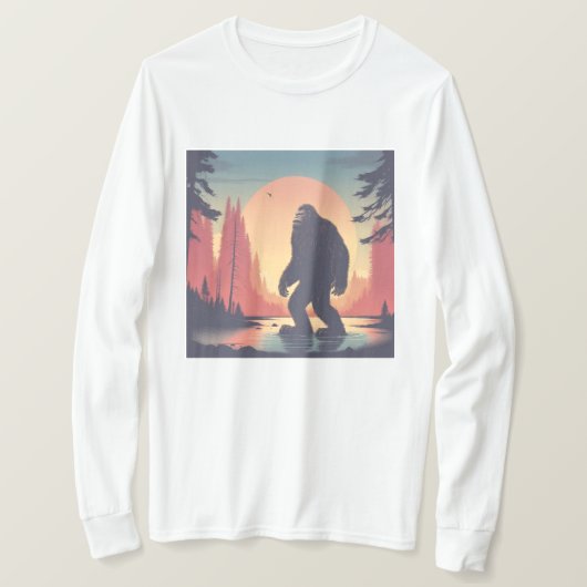 T-shirt Bigfoot dans la forêt Long Sleeve hommes's (Design devant)