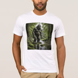 T-shirt Bigfoot debout dans un dessin animé de ruisseau 