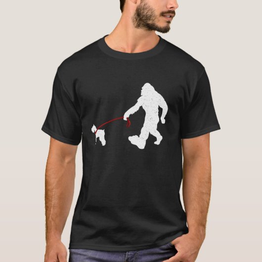 T-shirt Bigfoot drôle Marcher avec Schnauzer Dons Chig (Devant)