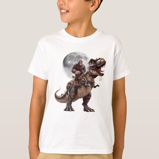 T-shirt Bigfoot équitation Dinosaur Funny Sasquatch (Devant)