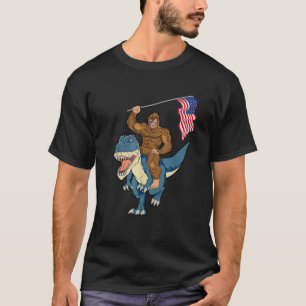 T-shirt Bigfoot équitation Dinosaur T Rex Funny 4 juillet
