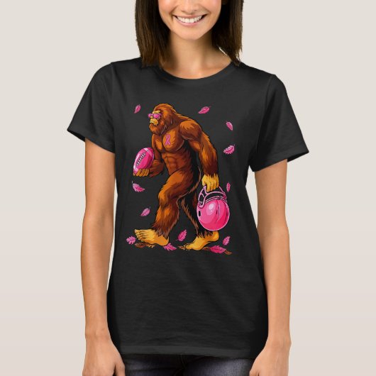 T-shirt Bigfoot Football Nk Ribbon Breast Cancer Awareness (Devant)