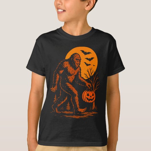 T-shirt Bigfoot Halloween Sasquatch Jack O Lantern  (Devant)