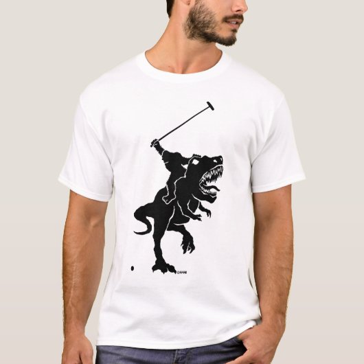 T-shirt Bigfoot jouant le polo sur un T-rex (Devant)