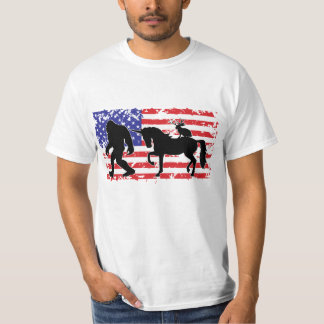 T-shirt Bigfoot, Licorne et Jackalope dans le drapeau amér