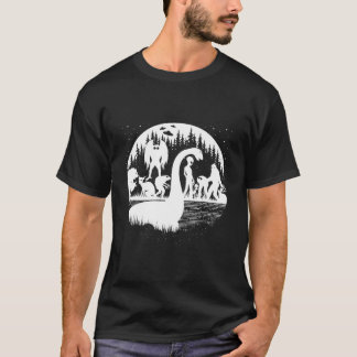 T-shirt Bigfoot Loch Ness Monster Moth Et Aliens Cryptides