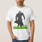 T-shirt Bigfoot marchant son chien (Devant)