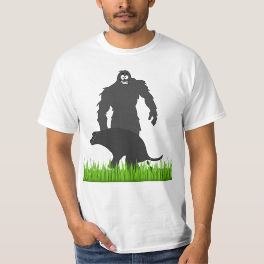 T-shirt Bigfoot marchant son chien (Devant)
