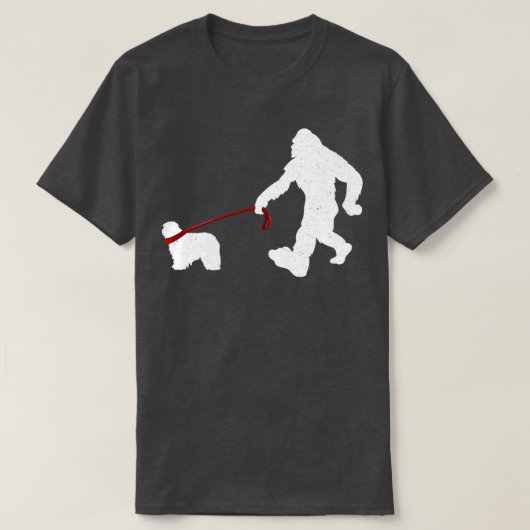 T-shirt Bigfoot marcher avec Komondor Chien Funny Bigfoot (Design devant)